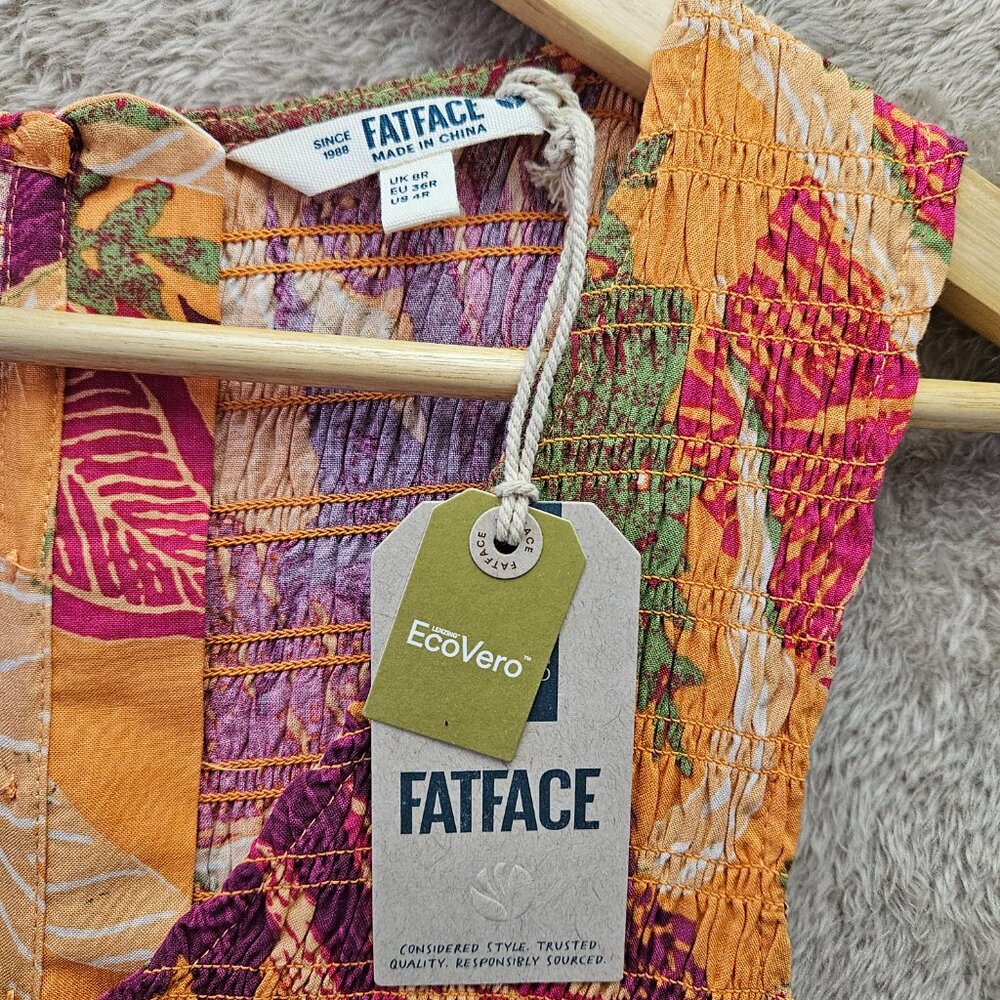 NWT FatFace Aria Tropical Floral Midi Dress Fitted Shirred Top & Flowy Skirt New - Picture 3 of 10